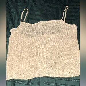 Cream crochet loose fitting crop top